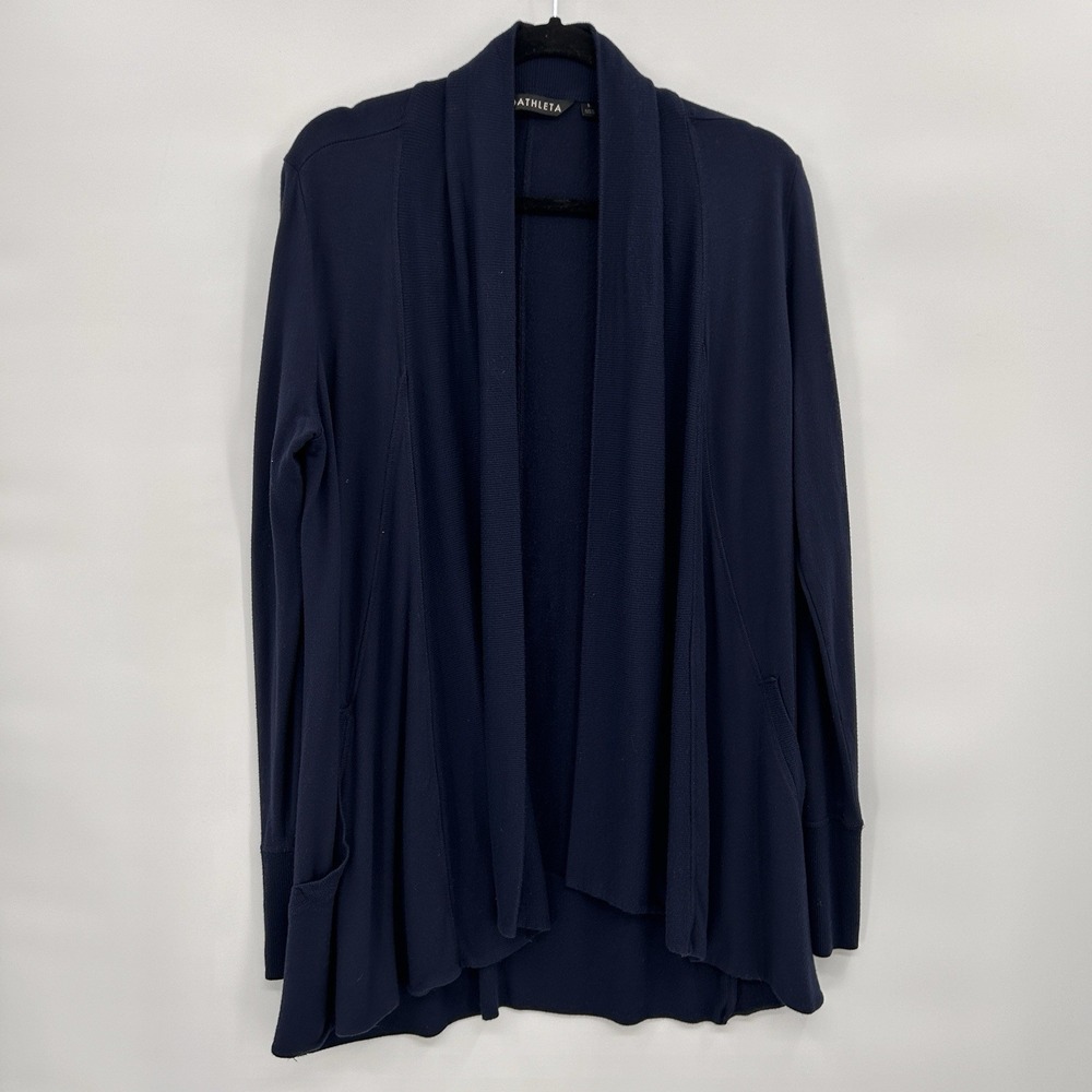 Athleta Womens Pranayama Restore Wrap‎ Cardigan Size M Navy Blue Nirvana Soft